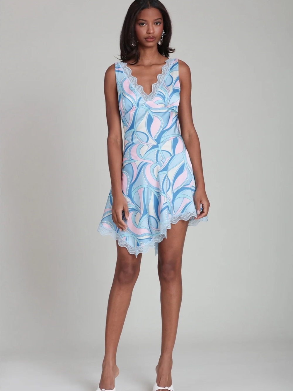 Avec Les Filles Mermaid Paisley Satin Lace Mini Dress Size 6